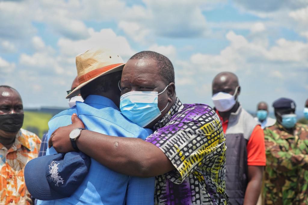Former Prime Minister Raila Odinga received by Interior CS Fred Matiang'i in Nyamira county