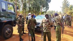Police officers keeping guard during Kabuchai by-election