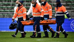 Neymar was stretchered off after hurting his ankle against Saint-Etienne