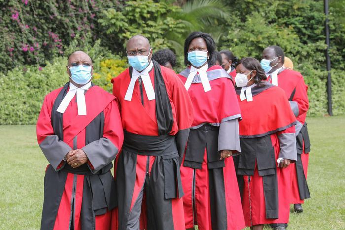 Recently Gazetted judges of the Court of Appeal and various Divisions of the High Court arrive at State House, Nairobi for their Swearing-in Ceremony presided over by His Excellency President Uhuru Kenyatta