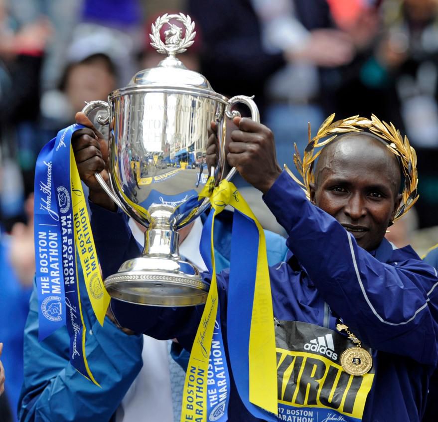 Geoffrey Kirui wins 121st Boston Marathon. (COURTESY: Boston Herald)