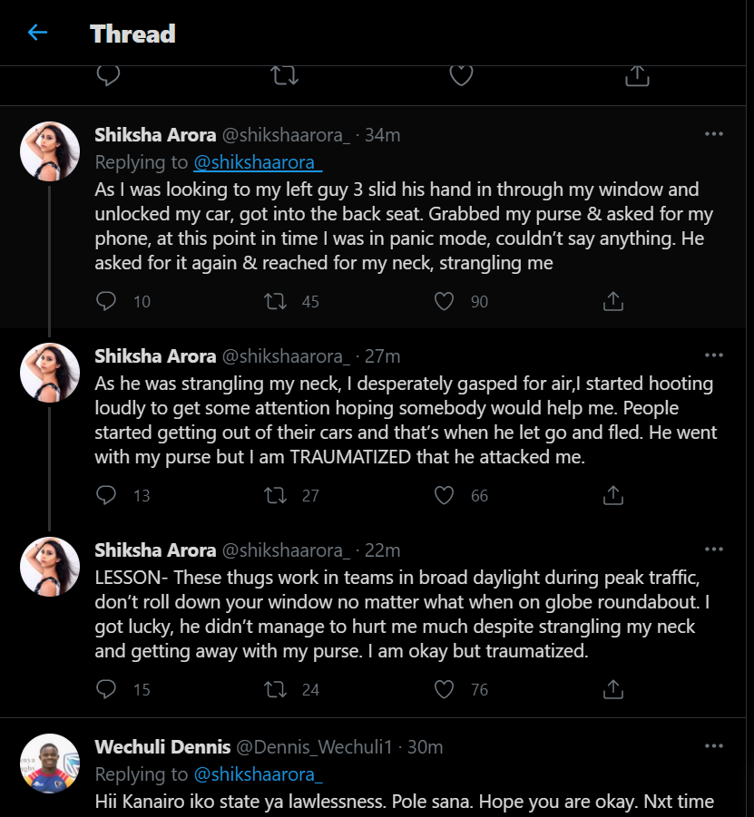 TV Girl Shiksha Arora narrates ordeal of being robbed at globe roundabout