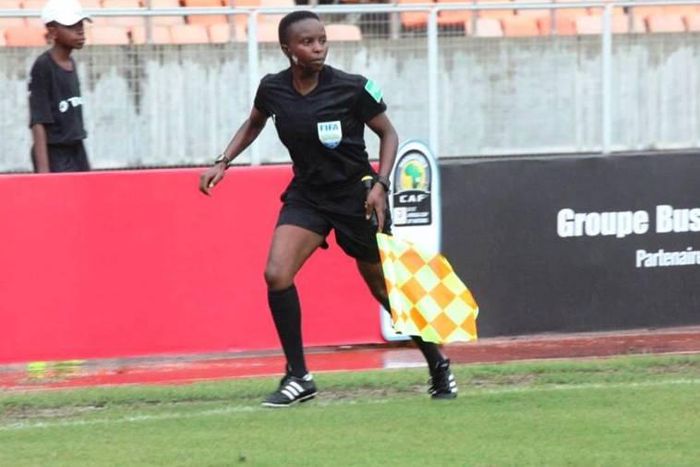 Mary Njoroge in action at a past Confederation of African Football (CAF) match.