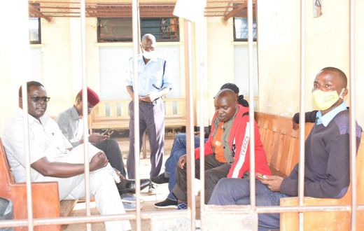 Senator Samson Cherargei in police custody with MPs Nelson Koech (Belgut), Didmus Barasa (Kimilili) and Wilson Kogo (Chesumei)