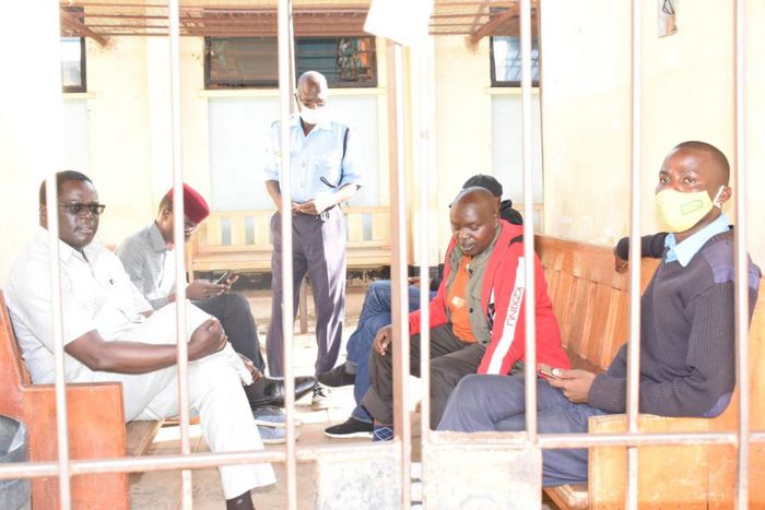 Senator Samson Cherargei in police custody with MPs Nelson Koech (Belgut), Didmus Barasa (Kimilili) and Wilson Kogo (Chesumei)