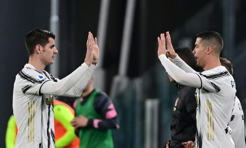 Alvaro Morata (L) and  Cristiano Ronaldo are up front for Juventus against Porto in Turin