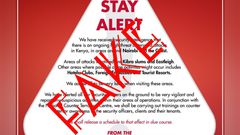 National Police Service advises Kenyans to ignore 'Stay Alert' poster on alleged terror attacks
