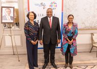 President Uhuru Kenyatta in the company of KEPSA CEO Carole Kariuki (left) and CEO of CCA Florie Liser (right)