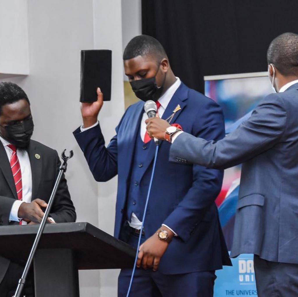 Marco Laboso during his swearing in ceremony as Daystar University Student Association President