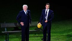 Giampiero Boniperti won five league titles and was Juve's record marksman until Alessandro Del Piero -- seen with him at the 2011 opening of the Juventus Stadium -- overtook his mark in 2010