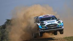 NAIVASHA, KENYA - JUNE 23: Gus Greensmith of Great Britain and Chris Patterson of Ireland compete with their M-Sport FORD WRT Ford Fiesta WRC during the Shakedown of the FIA World Rally Championship Kenya on June 23, 2021 in Naivasha, Kenya. (Photo by ...