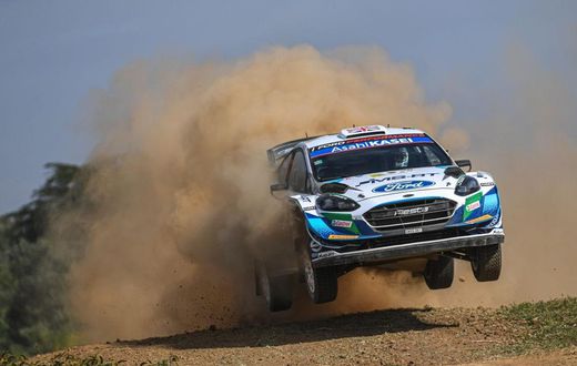 NAIVASHA, KENYA - JUNE 23: Gus Greensmith of Great Britain and Chris Patterson of Ireland compete with their M-Sport FORD WRT Ford Fiesta WRC during the Shakedown of the FIA World Rally Championship Kenya on June 23, 2021 in Naivasha, Kenya. (Photo by ...
