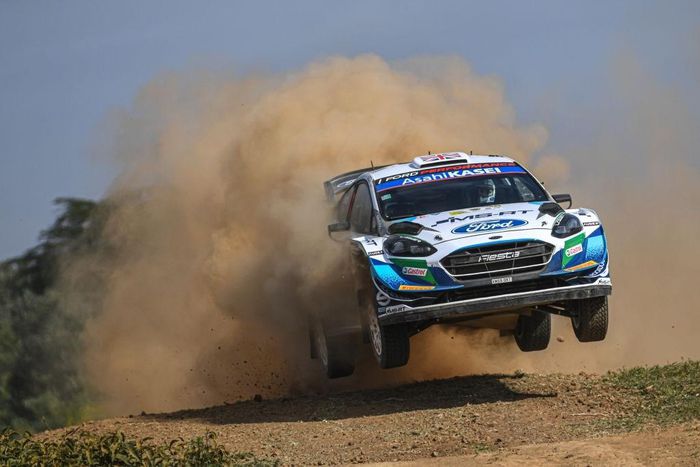 NAIVASHA, KENYA - JUNE 23: Gus Greensmith of Great Britain and Chris Patterson of Ireland compete with their M-Sport FORD WRT Ford Fiesta WRC during the Shakedown of the FIA World Rally Championship Kenya on June 23, 2021 in Naivasha, Kenya. (Photo by ...
