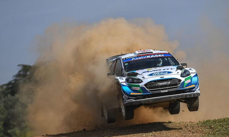 NAIVASHA, KENYA - JUNE 23: Gus Greensmith of Great Britain and Chris Patterson of Ireland compete with their M-Sport FORD WRT Ford Fiesta WRC during the Shakedown of the FIA World Rally Championship Kenya on June 23, 2021 in Naivasha, Kenya. (Photo by ...