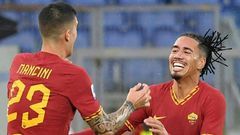 English defender Chris Smalling (R) joined Roma from Manchester United