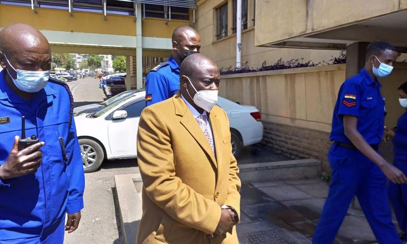 Mathira MP Rigathi Gachagua accompanied by police officers during his arraignment on Monday July 26th, 2021