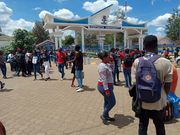 kenyatta university students pictured outside their campus after their strike (COURTESY)