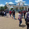 kenyatta university students pictured outside their campus after their strike (COURTESY)