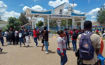 kenyatta university students pictured outside their campus after their strike (COURTESY)