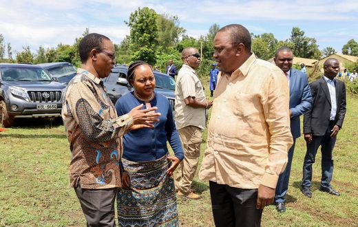 President Uhuru Kenyatta, Governor Anne Waiguru and Interior PS Karanja Kibicho