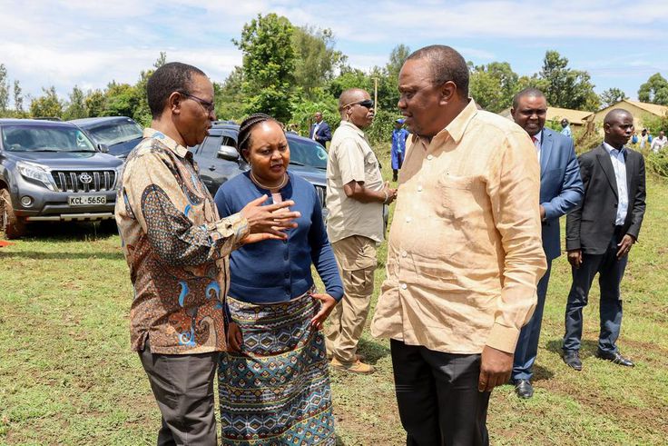 President Uhuru Kenyatta, Governor Anne Waiguru and Interior PS Karanja Kibicho