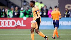 New York City goalkeeper Sean Johnson reacts after one of two penalty shoot-out saves in New York City's MLS Cup win over Portland