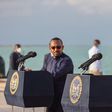 President Uhuru Kenyatta and Ethiopia Prime Minister Abiy Ahmed address the media shortly after inspecting projects at the Lamu Port on December 9, 2020