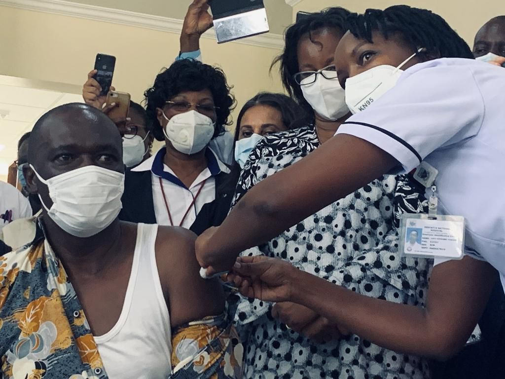 Dr Patrick Amoth becomes the first Kenyan to take Covid-19 Vaccine