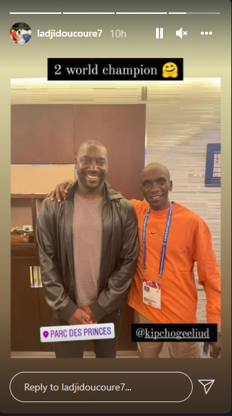 The greatest athlete of all time with another fan at the PSG game. Ladji Doucouré is a French track and field athlete.