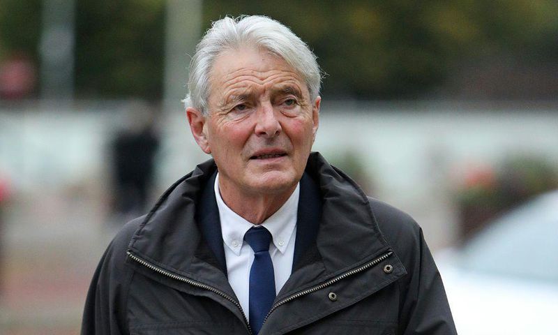 David Henderson, pictured arriving at the Cardiff Crown Court on October 18, 2021, is accused of endangering the safety of the plane carrying Argentine footballer Emiliano Sala