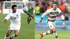 Daei (L) scored an incredible 109 international goals, but Ronaldo is now just three behind