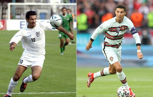 Daei (L) scored an incredible 109 international goals, but Ronaldo is now just three behind