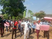 Journalists in Bungoma takes to the streets to protest alleged governor Wycliffe Wamgamati's threats against one of their own