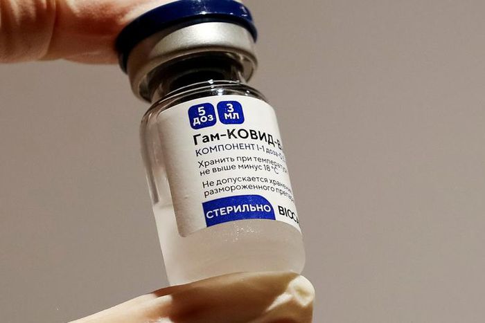 A vial of the Sputnik V coronavirus vaccine in Moscow.