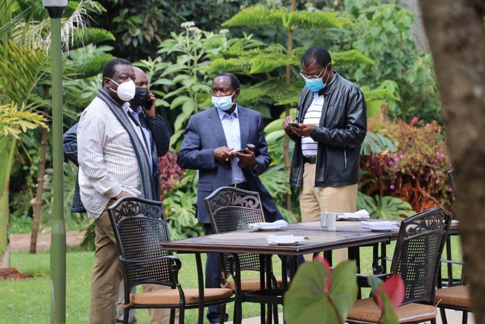 One Kenya Alliance principals Musalia Mudavadi (ANC), Senator Gideon Moi (KANU), SC Kalonzo Musyoka (Wiper) and Senator Moses Wetangula (Ford-Kenya)
