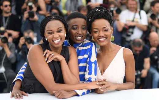 Wanuri Kahiu, the writer and director of the controversial lesbian film – Rafiki with cast members at the Cannes Festival