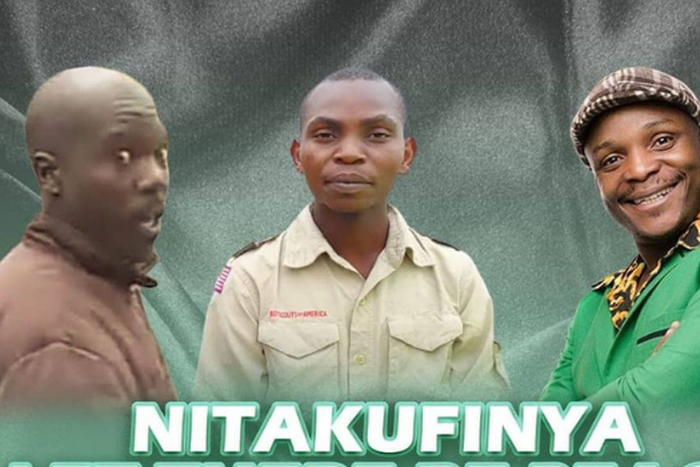 A poster of Jalang'o with the Nitakufinya duo Musyoka and Matendechere