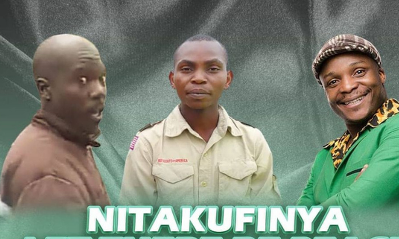 A poster of Jalang'o with the Nitakufinya duo Musyoka and Matendechere