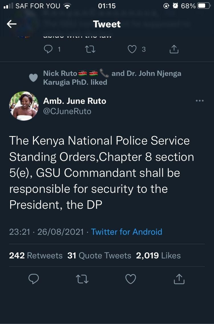 June Ruto's account suspended amid father's security debacle