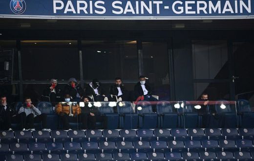 Kylian Mbappe sat next to team-mate Leandro Paredes in the stand as PSG beat Lens