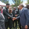 Marco Laboso with President Uhuru Kenyatta during the funeral of the Late Joyce Laboso