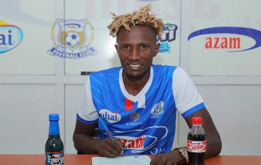 Kenneth Muguna during his unveil at Tanzanian club, Azam FC. (COURTESY: Azam)