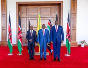 President William Ruto, DP Kithure Kindiki, and Public Service CS Geoffrey Ruku