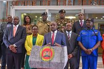 Interior CS Kipchumba Murkomen with ministry officials and police bosses