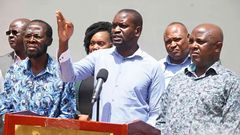Acting ODM party leader Peter Anyang Nyong'o, ODM secretary general Edwin Sifuna & ODM deputy party leader Godfrey Osotsi