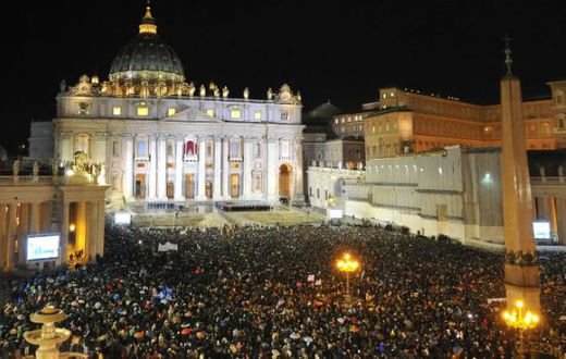 File image of a crowd at St. Peter’s Square shortly after Pope Francis' was chosen in 2013