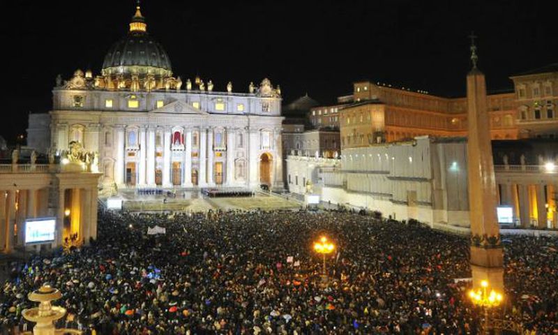 File image of a crowd at St. Peter’s Square shortly after Pope Francis' was chosen in 2013