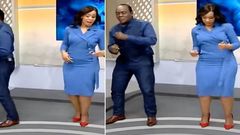 Jeff Koinange and Victoria Rubadiri dance in studio