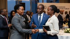 An AI-generated photo depicting business leaders connecting at a forum.