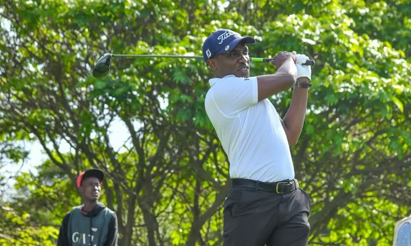 Golfers at the Great Rift Valley Lodge and Golf Resort in Naivasha, in the last qualifier of the 2024 NCBA Golf Series